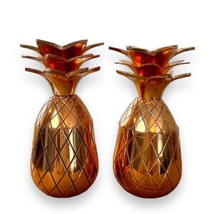 The Pineapple Co 2 Brass Covered Shot Containers Tropical Tiki Party Barware
